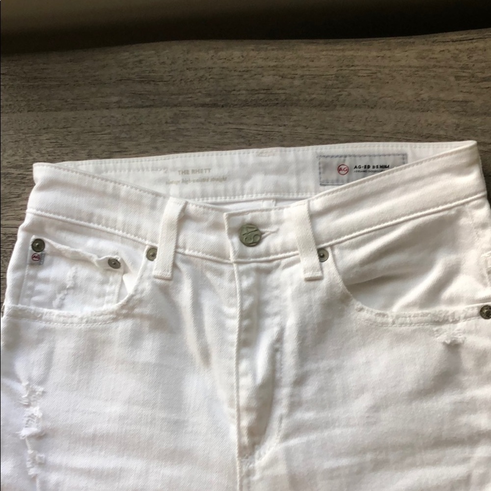 AG high waisted straight white jeans The Rhett